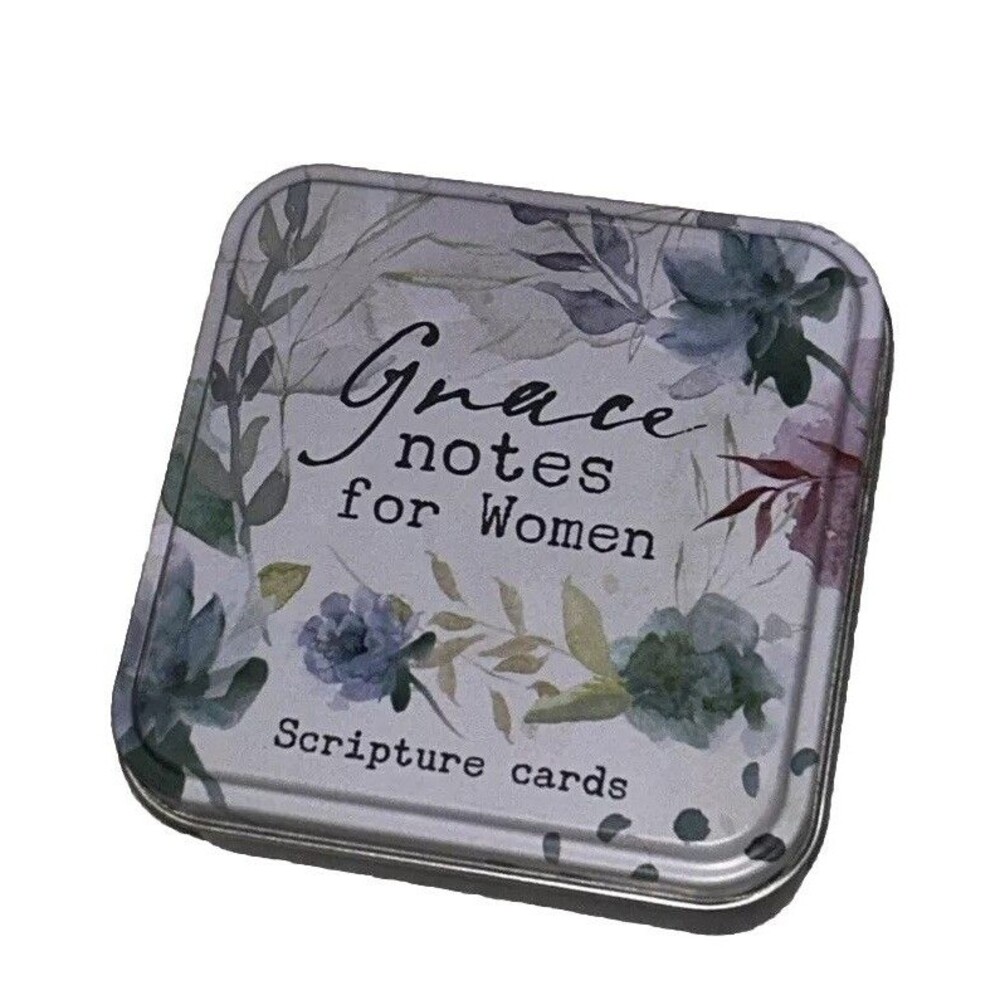 New Scripture Cards “Grace Notes For Women” Inside Multicolor Tin Square Can
